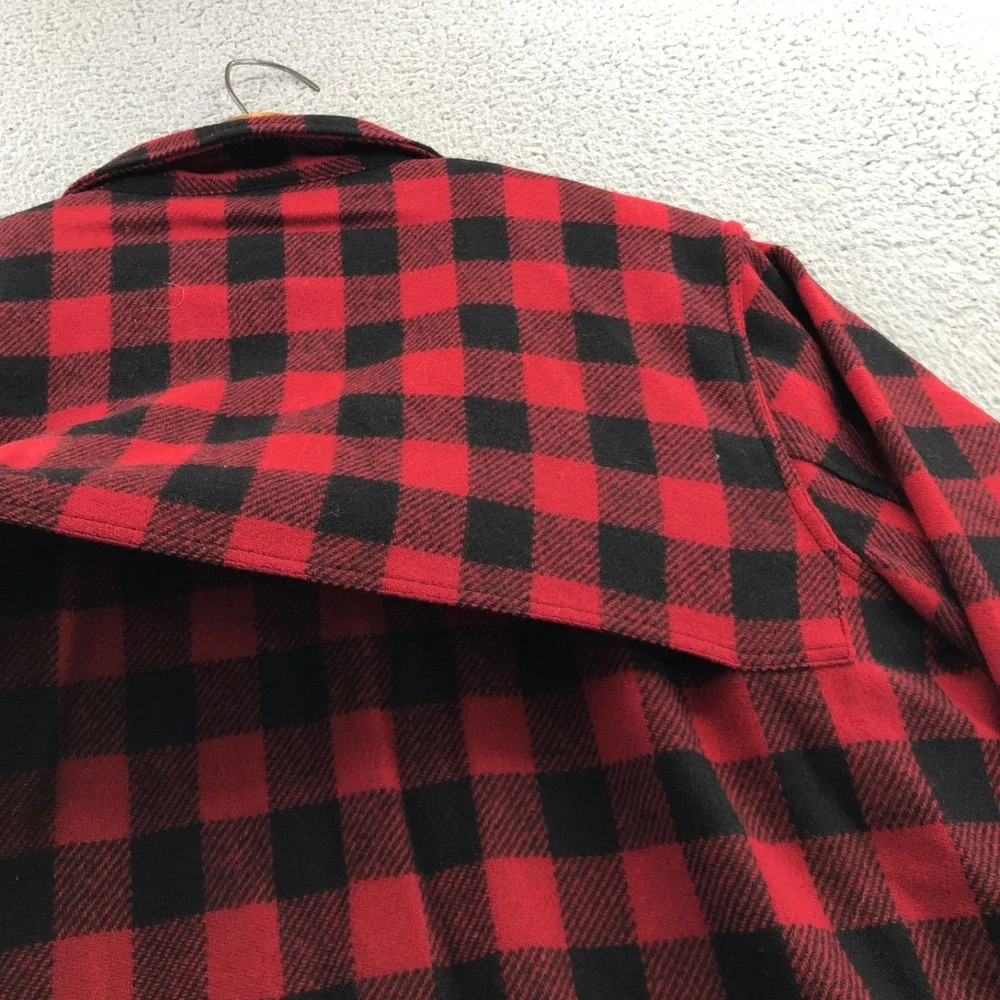 LL Bean Jacket Mens L Red Black Maine Guide Wool Shirt Jac Buffalo Plaid NEW